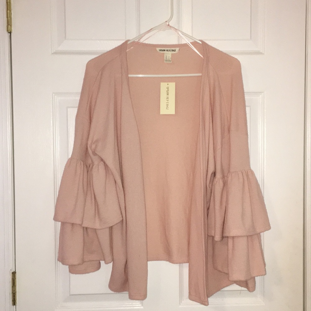 SOFT Baby Pink Ruffle Sleeve Cardigan